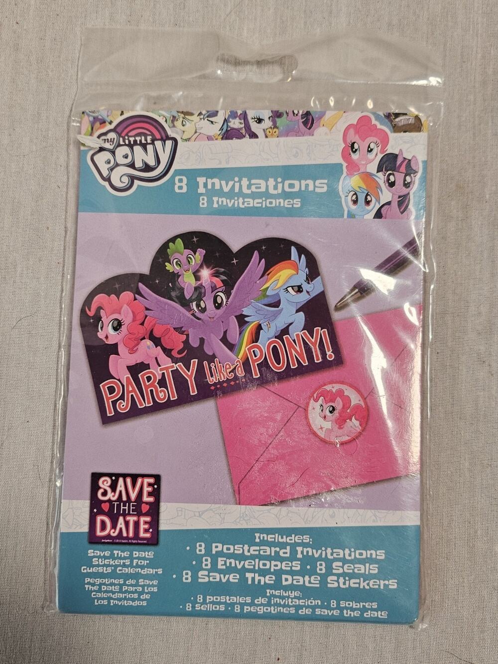 My Little Pony Eight Children's Birthday Invitations With Stickers And Envelopes
